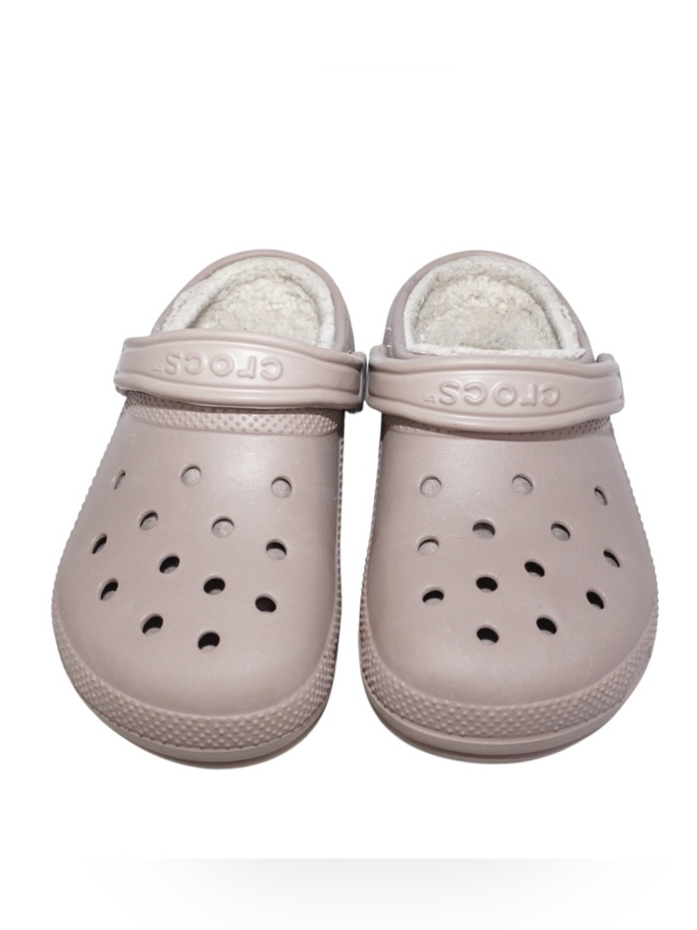 Crocs Classic Lined Clogs Beige Tan Khaki Fleece Fuzzy Slippers Shoes M5 W7 - Picture 2 of 9